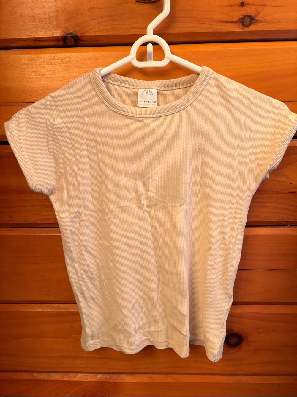 Zara Light Beige Ribbed Baby Tee